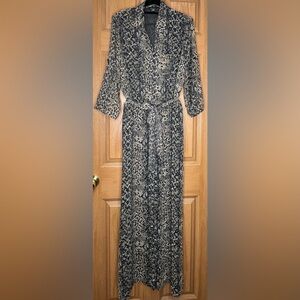 Chic Black and Tan Patterned Sheer Maxi Dress